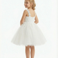 Elegant Lace Bodice Flower Girl Dress V Neck Sleeveless Knee Length Tulle Ceremony Dress