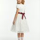 Classic Flower Girl Dress Puff Sleeve Round Neck A-Line Knee Length Lace Tulle Formal Wear