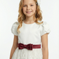 Classic Flower Girl Dress Puff Sleeve Round Neck A-Line Knee Length Lace Tulle Formal Wear