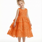 Tiered Lace Flower Girl Gown Sleeveless Round Neck Layered Skirt Princess Wedding Dress