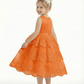 Tiered Lace Flower Girl Gown Sleeveless Round Neck Layered Skirt Princess Wedding Dress