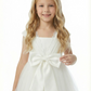 Flower Girl Dress with V Neck Sleeveless A Line Tulle Skirt Bow Detail Elegant Wedding Gown
