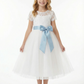 Lace Flower Girl Dress for Wedding with Round Neck Short Sleeves Tulle A Line Formal Gown