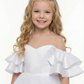 Elegant Off-Shoulder White Tulle Flower Girl Dress with Ruffled Sleeves and Full-Length Princess Skirt