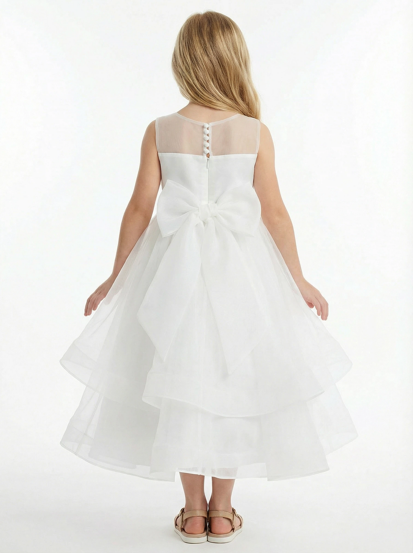 Ethereal Tulle Flower Girl Dress with Sheer Illusion Neckline Classic Floral Lace Flower Girl Dress