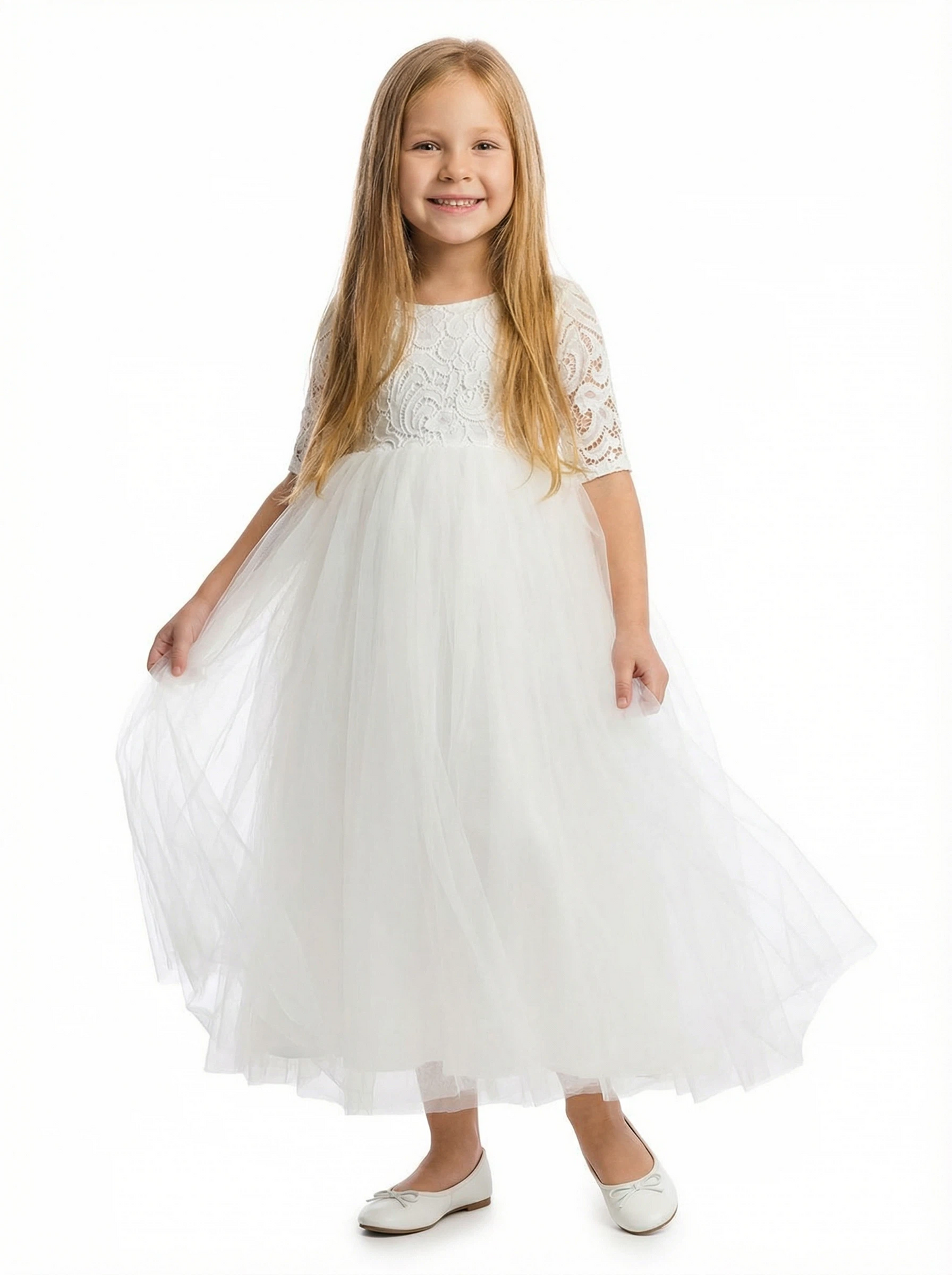 Elegant Lace & Tulle Flower Girl Dress  Flowers Pageant Dress Evening Gowns
