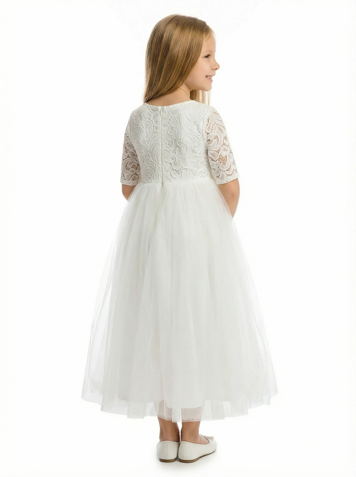 Elegant Lace & Tulle Flower Girl Dress  Flowers Pageant Dress Evening Gowns