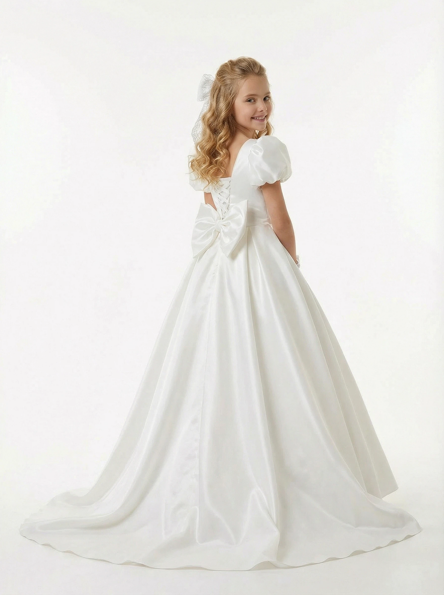 Classic Ivory Flower Girl Gown For Wedding Party Princess Style Girls Formal Dress for Wedding Party