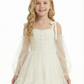 Off-Shoulder Long-Sleeve Princess Gown with Tulle Flower Girl Dress Birthday Party Dresses
