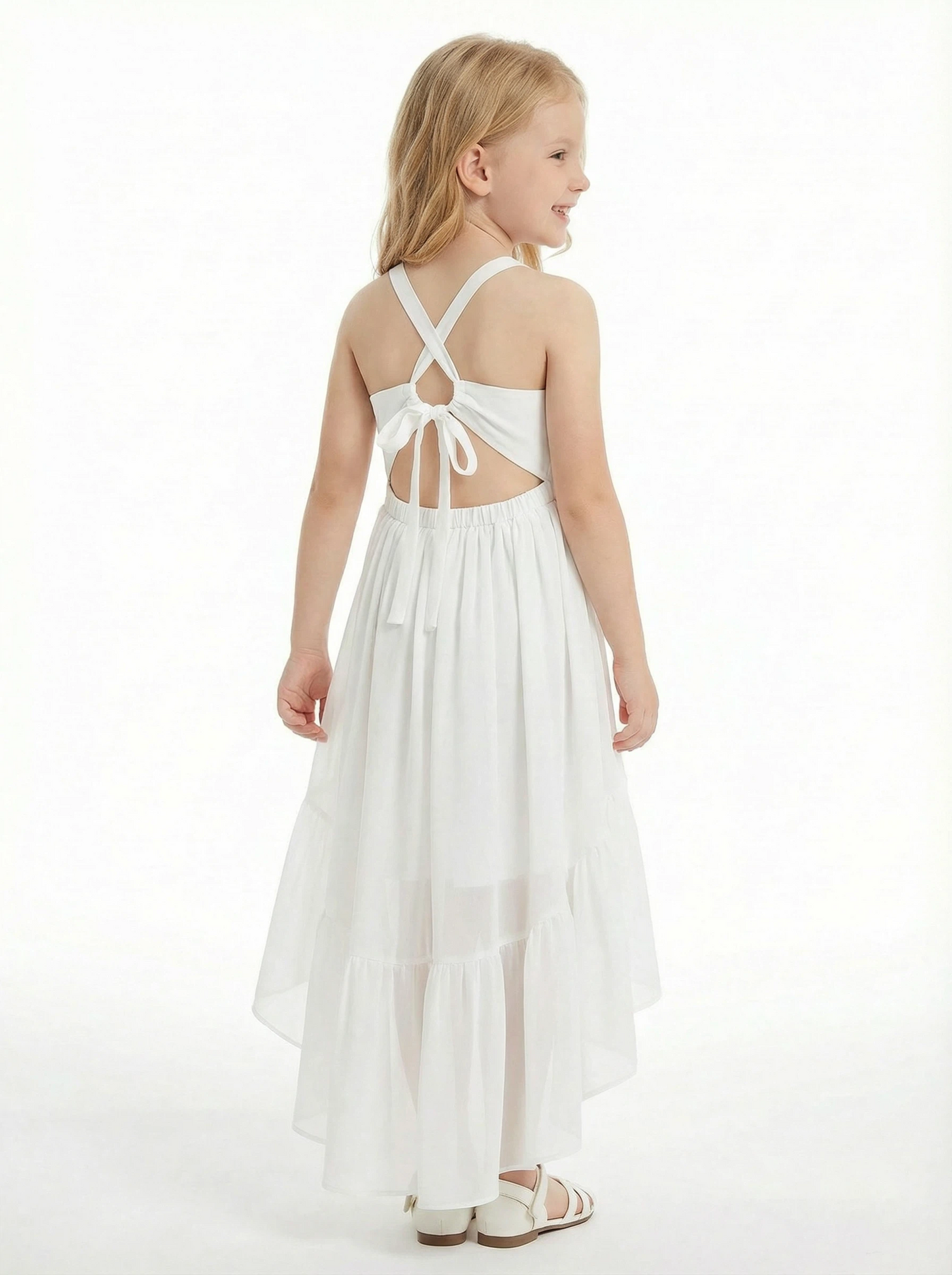 Strappy Backless Princess Dress Flower Girl Dress Toddler For Wedding Flowers Pageant Dress Birthday Party Dresses