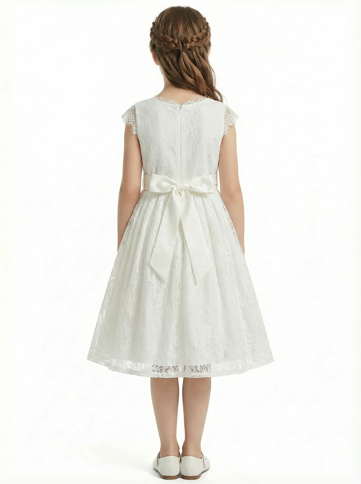 Lace Cap Sleeve Bow Princess Dress Flower Girl Dress Birthday Party Dresses