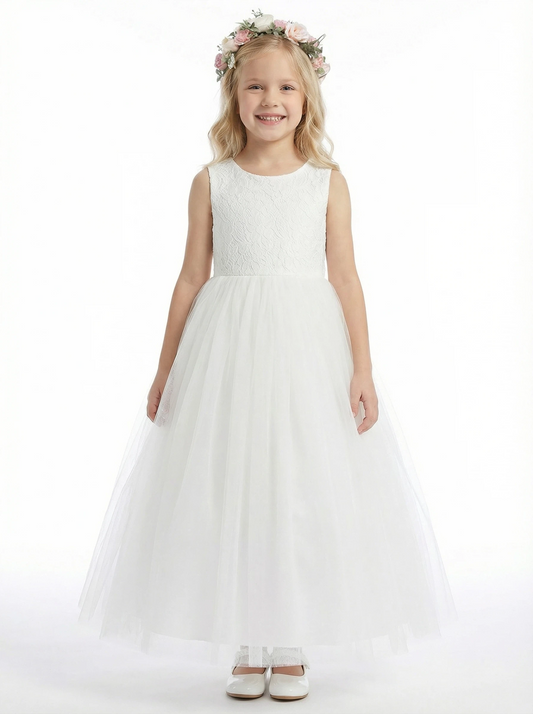 Tulle Sleeveless Lace Floor-length Princess Dress Flower Girl Dress Birthday Party Dresses
