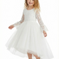 Lace Long Sleeves High-Low Princess Dress Flower Girl Dress Birthday Party Dresses