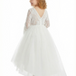 Lace Long Sleeves High-Low Princess Dress Flower Girl Dress Birthday Party Dresses