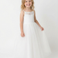 Lace Spaghetti Strap Square Princess Dress Flower Girl Dress Birthday Party Dresses