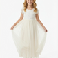 Short Sleeves Lace Applique Bow Princess Dress Flower Girl Dress Birthday Party Dresses