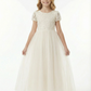 Short Sleeves Lace Backless Princess Dress Flower Girl Dress Birthday Party Dresses
