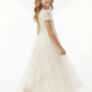 Short Sleeves Lace Backless Princess Dress Flower Girl Dress Birthday Party Dresses