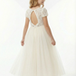 Short Sleeves Lace Backless Princess Dress Flower Girl Dress Birthday Party Dresses
