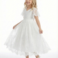Short Sleeves V-neck Lace Princess Dress Flower Girl Dress Birthday Party Dresses