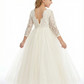 Long Sleeves Jewel Lace Princess Dress Flower Girl Dress Birthday Party Dresses