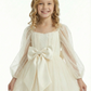 Sweety Bow Detail Tulle Puff-Sleeve Princess Dress Flower Girl Dress Birthday Party Dresses