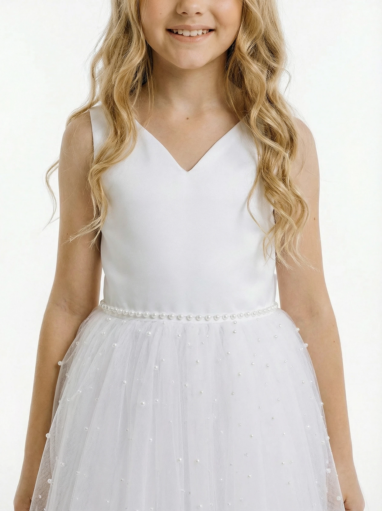 Sweety Beads Sleeveless V-neck Princess Dress Flower Girl Dress Birthday Party Dresses