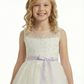 Ribbons Sleeveless Jewel Tulle A-line Princess Dress Flower Girl Dress Birthday Party Dresses