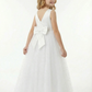 Beads Sleeveless V-neck Tulle A-line Princess Dress Flower Girl Dress Birthday Party Dresses