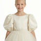 Puff Short Sleeves Beads Satin Bow Knot Flower Girl Dress Birthday Party Dresses