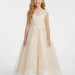 Applique Cap Sleeves V-neck Floor-Length Flower Girl Dress Birthday Party Dresses