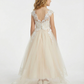 Applique Cap Sleeves V-neck Floor-Length Flower Girl Dress Birthday Party Dresses