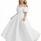 Satin Puff-Sleeve Princess Dres Floor-Length Flower Girl Dress Birthday Party Dresses