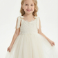 Lace Trim A-Line Flower Tulle Dress Cute Sleeveless Flower Girl Dress with Bow Accents