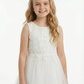 Sleeveless Round Neck Lace Embroidered Tulle Flower Girl Dress Cute A-Line Dress with Bow Back