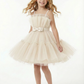 Spaghetti Strap Ruffled Tulle Flower Girl Dress Cute Tiered A-Line Dress with Bow Waist Detail