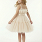 Spaghetti Strap Ruffled Tulle Flower Girl Dress Cute Tiered A-Line Dress with Bow Waist Detail