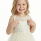 Sleeveless Round Neck Lace Sequin Tulle Flower Girl Dress Cute A-Line Flowy Dress with Bow Detail