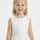 Sleeveless Round Neck Satin Flower Girl Dress A-Line Knee-Length Gown with Cutout Back & Oversized Bow Detail