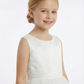 A-Line Round Neck Satin Tulle Flower Girl Dress Pearl Trim Bow Accent Cute Elegant Flower Tulle Dress for Kids