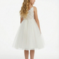 Spaghetti Strap Lace Tulle Flower Girl Dress Floral Embroidery Sleeveless Elegant Cute Flower Tulle Dress for Kids
