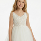 Spaghetti Strap Lace Tulle Flower Girl Dress Floral Embroidery Sleeveless Elegant Cute Flower Tulle Dress for Kids