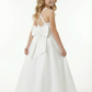 Sequins Tulle Flower Girl Dress Cross Back Bow Accent Sleeveless Elegant Cute Flowery Dress for Kids
