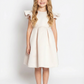 A-Line Round Neck Satin Flower Girl Dress Ruffle Short Sleeve Cute Elegant Flowery Dress for Kids