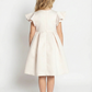 A-Line Round Neck Satin Flower Girl Dress Ruffle Short Sleeve Cute Elegant Flowery Dress for Kids
