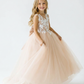 Lace Tulle Flower Girl Dress Floral Embroidery Open Back Bow Accent Cute Elegant Dress