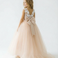 Lace Tulle Flower Girl Dress Floral Embroidery Open Back Bow Accent Cute Elegant Dress