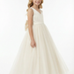 Cute Flower Girl Dress V-Neck A-Line Tulle Sleeveless Flowy Formal Event Gown