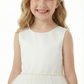 Cute Flower Girl Dress Round Neck Pearl A-Line Tulle Sleeveless Back Bow Formal Event Gown