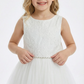 Round Neck A-Line Lace Tulle Sleeveless Back Bow Formal Gown Cute Flower Girl Dress